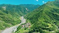 Aerial view of Meishan village and mountain, Taiwan.