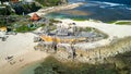 Aerial view of Melasti Ungasan Beach and Shipwreck in Bali Royalty Free Stock Photo