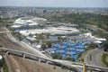 Aerial view of Melbourne`s Tennis centre complex including the Rod Laver Arena.