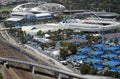 Aerial view of Melbourne`s Tennis centre complex including the Rod Laver Arena. Royalty Free Stock Photo