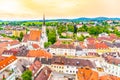 Aerial view of Melk town and Church of Assumption of St. Mary, Austria