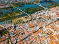 Aerial view of Merida with Roman Bridge and Lusitania Bridge Royalty Free Stock Photo