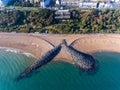 Aerial view of Mermaid Sea defence in Folkestone Kent by drone Royalty Free Stock Photo