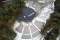 Aerial view of Mersrags village bandstand, Latvia