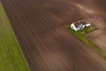 Aerial view of messuage farm house in Vojvodina, Serbia