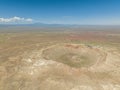 Aerial view of the Meteor Crater Natural Landmark at Arizona Royalty Free Stock Photo