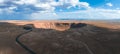 Aerial view of the Meteor Crater Natural Landmark at Arizona. Royalty Free Stock Photo