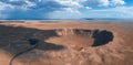 Aerial view of the Meteor Crater Natural Landmark at Arizona.