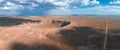 Aerial view of the Meteor Crater Natural Landmark at Arizona.