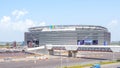 Aerial view of MetLife Stadium and parking lot at Meadowlands Sports Complex