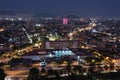 Aerial view of mexico city downtown skyscrappers at sunset time before night. Royalty Free Stock Photo