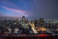 Aerial view of mexico city downtown skyscrappers at sunset time before night. Royalty Free Stock Photo