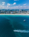 Aerial view of Miami Beach with sailboat in view