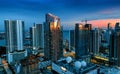 Aerial View of Miami City at Night, Bright Lights Illuminate the Vibrant Urban Landscape