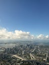 Aerial view of Miami, Florida landscape and water