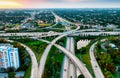 Aerial View of Miami Highway Intersection in the City. This image captures an aerial perspective of a bustling highway Royalty Free Stock Photo