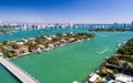 Aerial view of Miami. Palm Island on a beautiful day