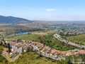 Aerial view middle class neighborhood with condo community and residential house, South California Royalty Free Stock Photo