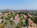 Aerial view of middle class neighborhood with residential house community, South California Royalty Free Stock Photo