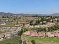 Aerial view of middle class neighborhood with residential house community, South California Royalty Free Stock Photo