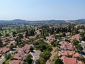 Aerial view of middle class neighborhood with residential house community, South California Royalty Free Stock Photo