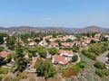 Aerial view of middle class neighborhood with residential house community, South California Royalty Free Stock Photo