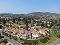 Aerial view of middle class neighborhood with residential house community, South California Royalty Free Stock Photo