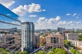 Aerial view midtown Atlanta with reflection in building