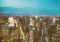 Aerial view of Midtown skyscrapers at night, New York City Royalty Free Stock Photo