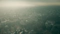 Aerial view of Milan cityscape on a hazy day. Lombardy, Italy