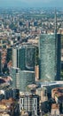 Aerial view of Milan, skyscrapers. Unicredit tower, Milan Italy
