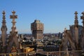 Aerial view of Milan with Torre Velasca from Duomo roof terrace