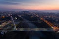 Aerial view of Millennium bridge over Moraca river in Podgorica Royalty Free Stock Photo