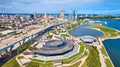 Aerial View of Milwaukee Cityscape, Stadium, and Waterfront Park