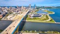 Aerial View of Milwaukee Hoan Bridge and Waterfront Cityscape