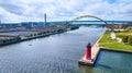 Aerial View of Milwaukee Pierhead Lighthouse and Hoan Bridge