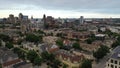 Aerial view of the Milwaukee skyline from the north side of the city. Cloudy morning, summertime Royalty Free Stock Photo