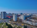 Aerial view of the Minsk Region in Belarus near Vostok district on a clear sky background