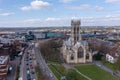 Aerial view of The Minster Church of St George in Doncaster town centre