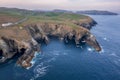 Aerial view with Mizen Head Lighthouse with spectaculars cliffs in West Cork Ireland Royalty Free Stock Photo