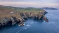 Aerial view with Mizen Head Lighthouse with spectaculars cliffs in West Cork Ireland Royalty Free Stock Photo