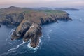 Aerial view with Mizen Head Lighthouse with spectaculars cliffs in West Cork Ireland Royalty Free Stock Photo