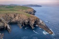 Aerial view with Mizen Head Lighthouse with spectaculars cliffs in West Cork Ireland Royalty Free Stock Photo