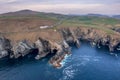 Aerial view with Mizen Head Lighthouse with spectaculars cliffs in West Cork Ireland Royalty Free Stock Photo