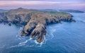 Aerial view with Mizen Head Lighthouse with spectaculars cliffs in West Cork Ireland Royalty Free Stock Photo