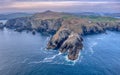 Aerial view with Mizen Head Lighthouse with spectaculars cliffs in West Cork Ireland Royalty Free Stock Photo