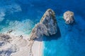 Aerial view of Mizithres cliff rock in Zakynthos Ionian island, Greece