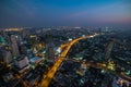 Modern Asian megalopolis cityscape at night. Bangkok, Thailand