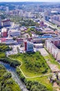 Aerial view of modern buildings in city center of Yekaterinburg. Russia Royalty Free Stock Photo