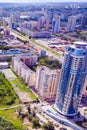 Aerial view of modern buildings in city center of Yekaterinburg. Russia Royalty Free Stock Photo